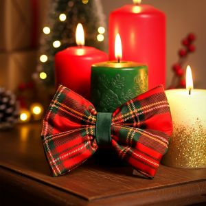 Fiocco scozzese natalizio con nodo in velluto